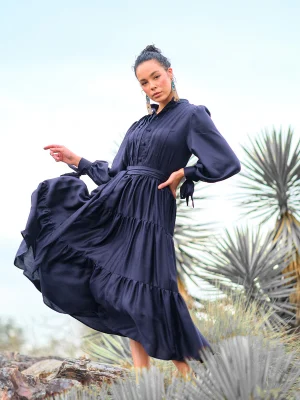 Afsana Three Tiered Maxi Dress - Midnight Blue