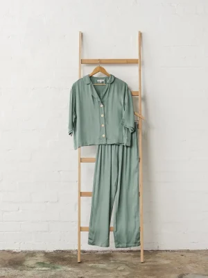 Bamboo Pyjamas: Crop Button Up and Pant Set
