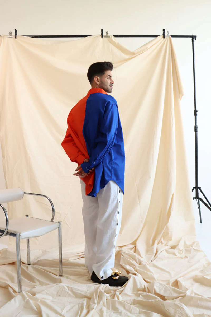 Cue Compliment Shirt In Orange and Blue - Image 5