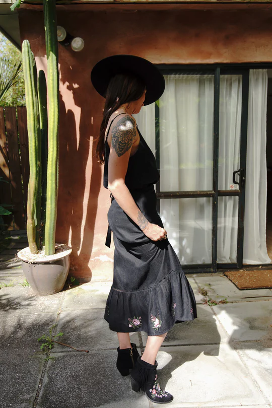 Midnight Rose Midi Skirt