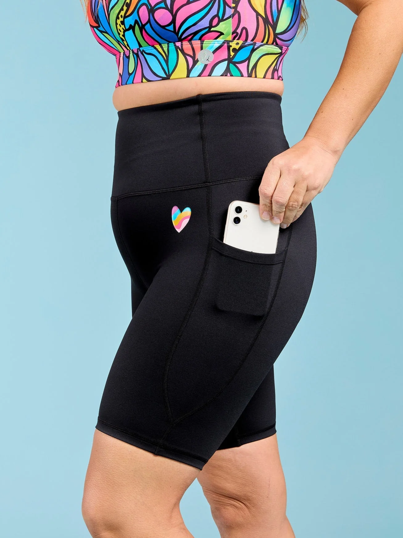 Rainbow at Heart Everyday Black Bike Shorts