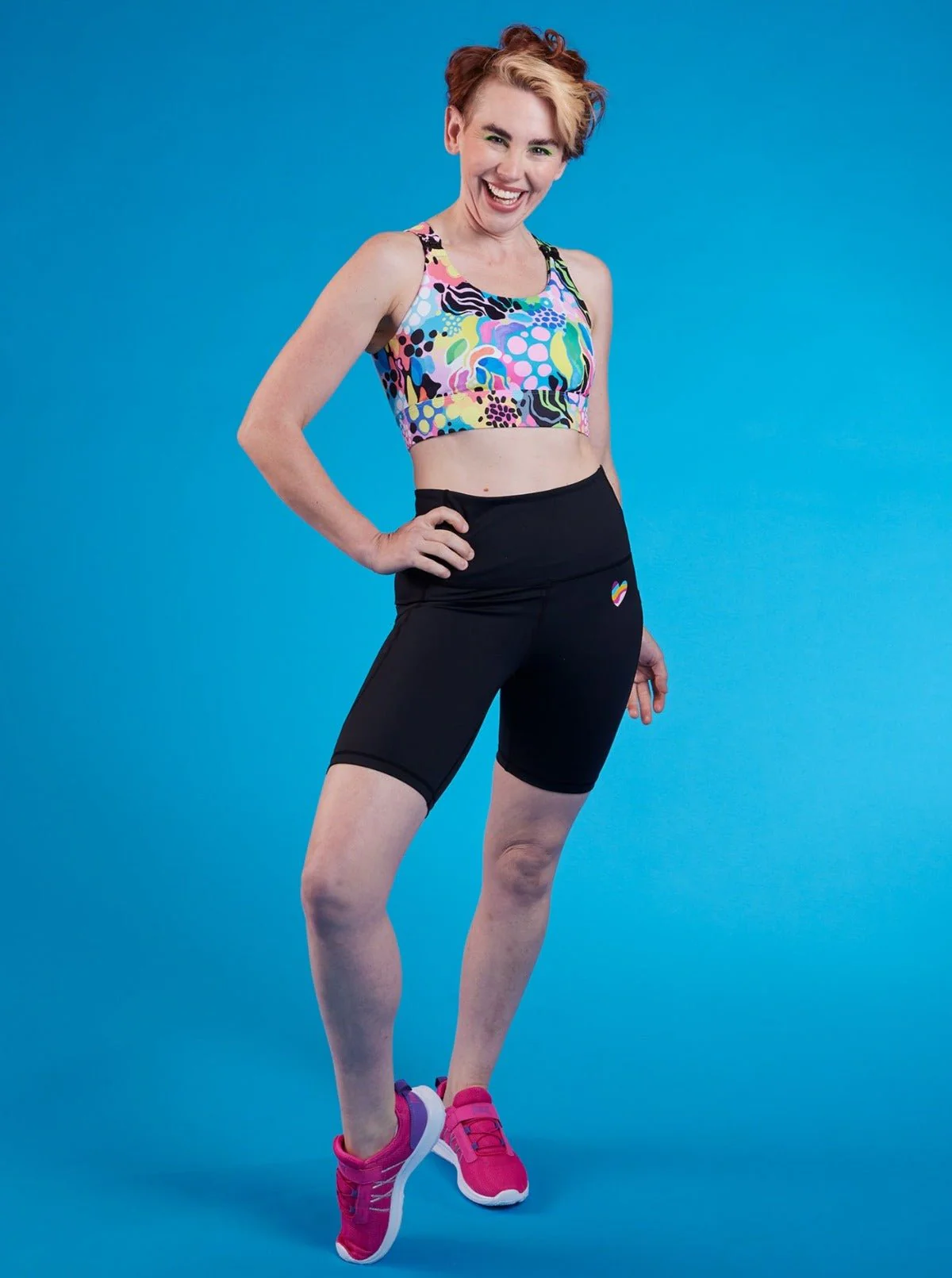 Rainbow at Heart Everyday Black Bike Shorts