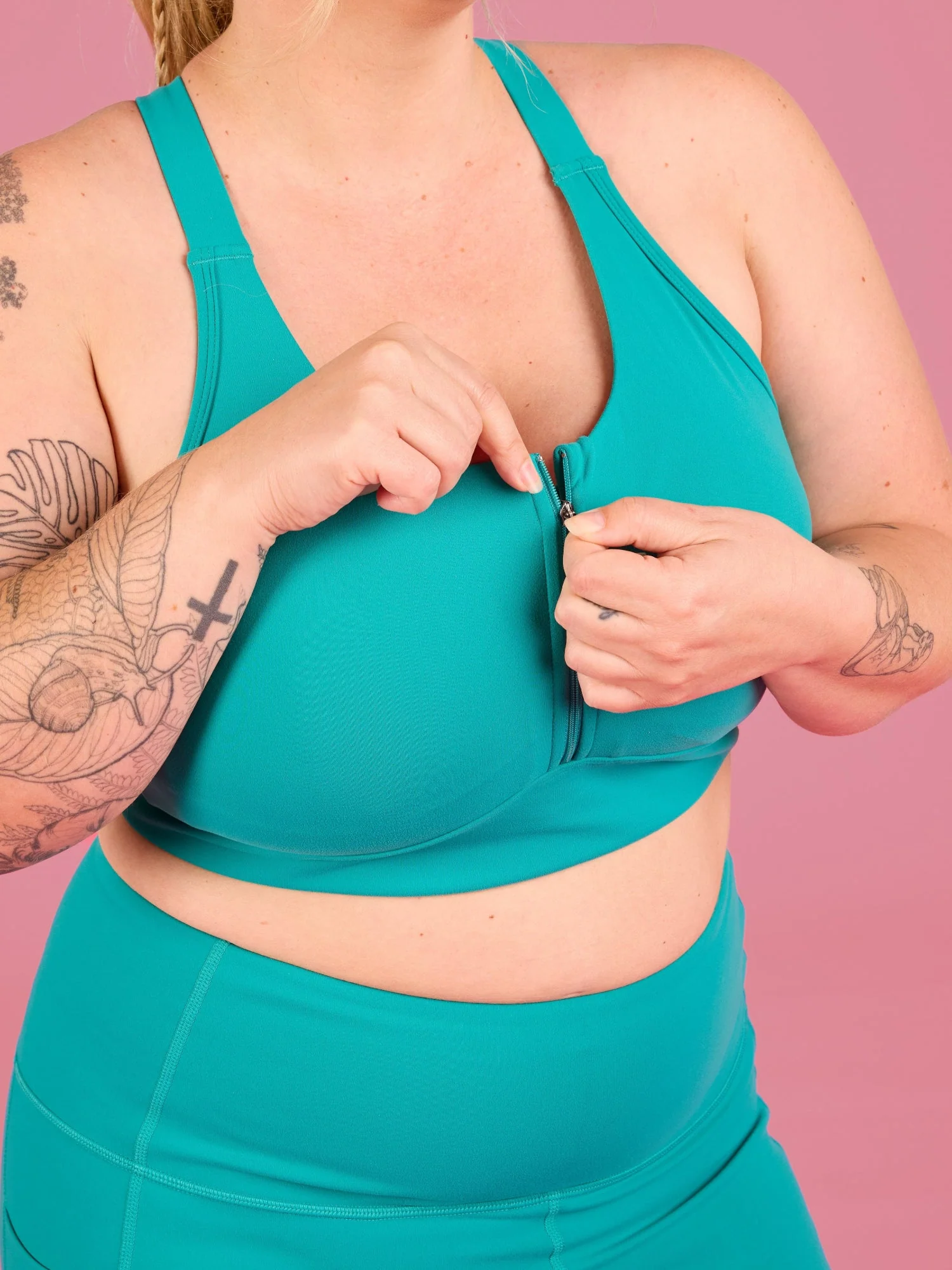 Teal FlexiZip Crop