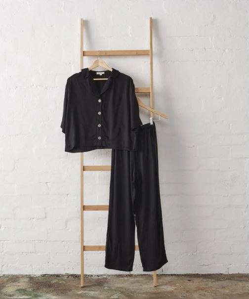 Bamboo Pyjamas: Crop Button Up and Pant Set