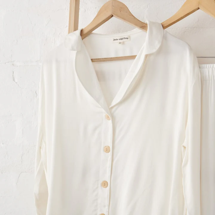 Bamboo Pyjama Classic Set in White