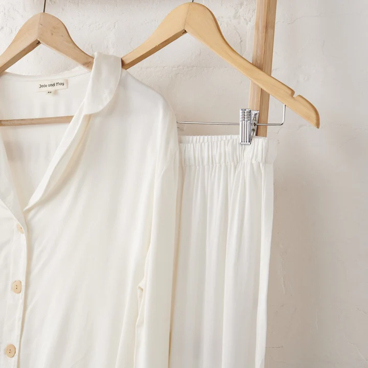 Bamboo Pyjama Classic Set in White