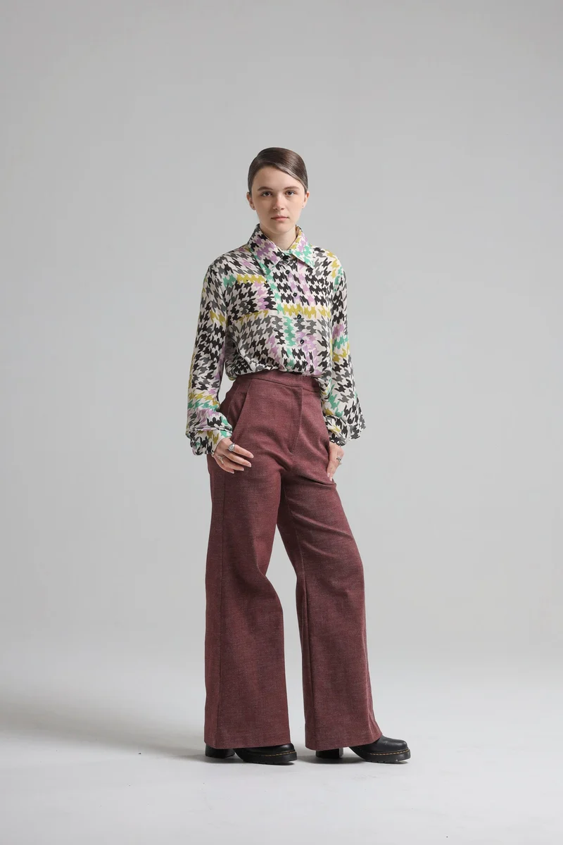 Burgundy Pants in Denim