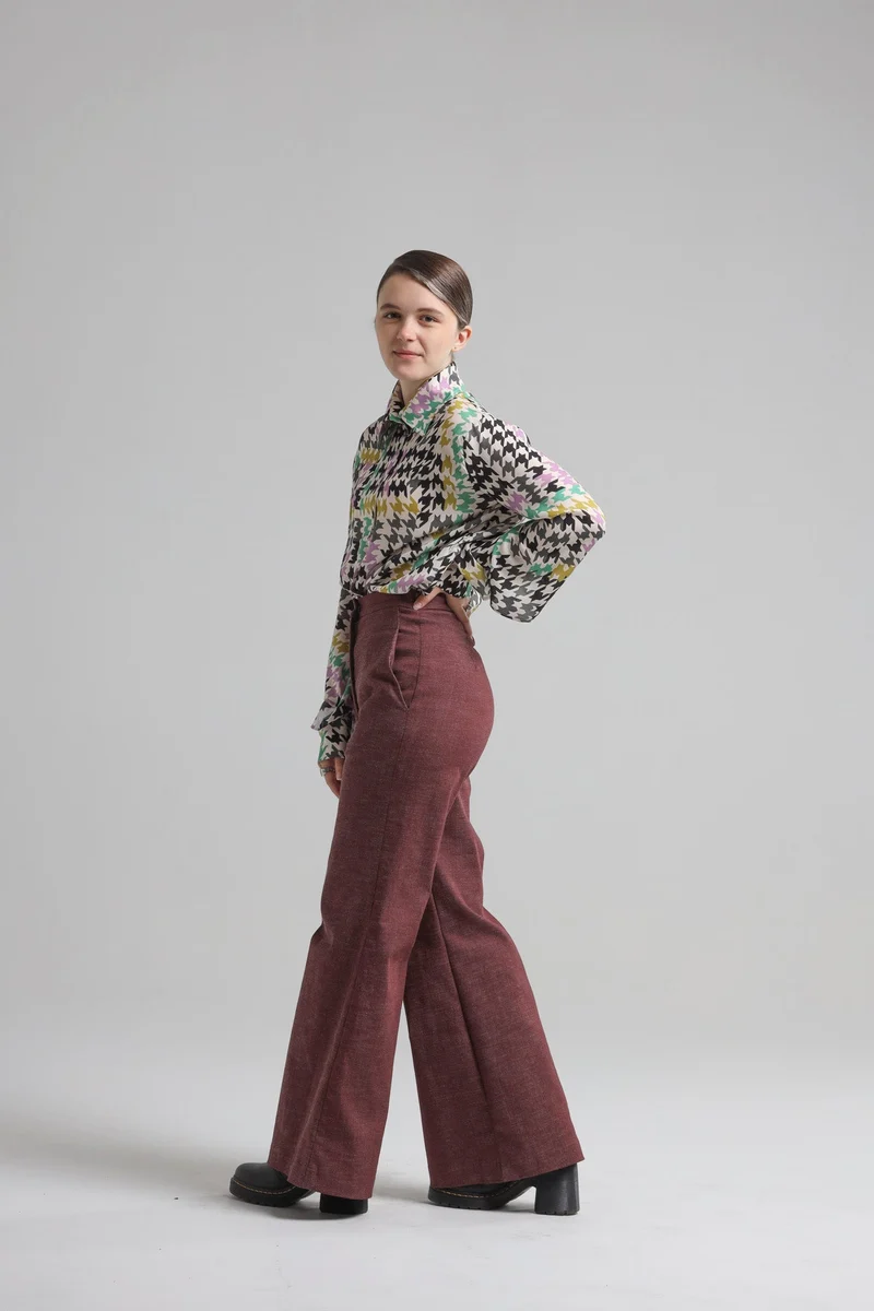 Burgundy Pants in Denim