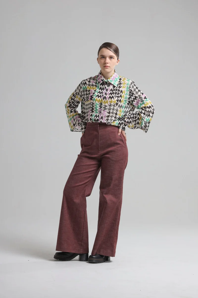 Burgundy Pants in Denim