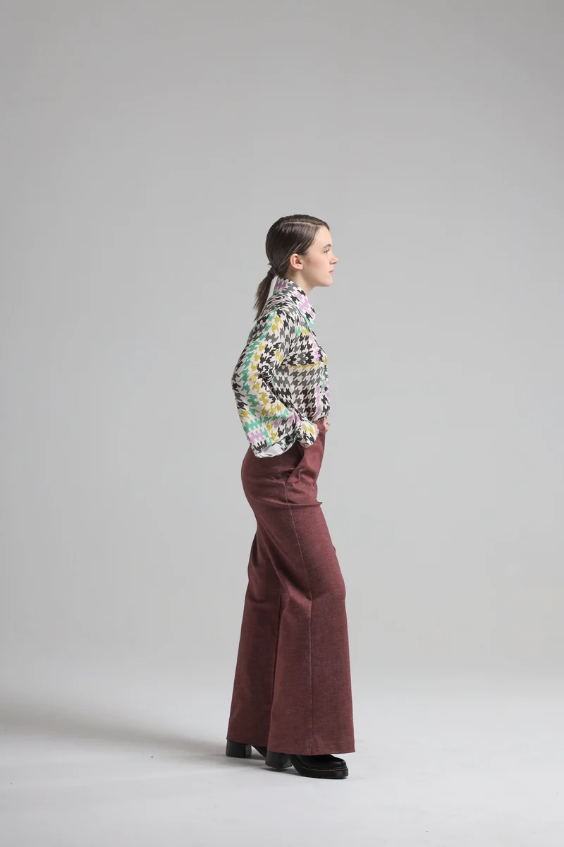 Burgundy Pants in Denim