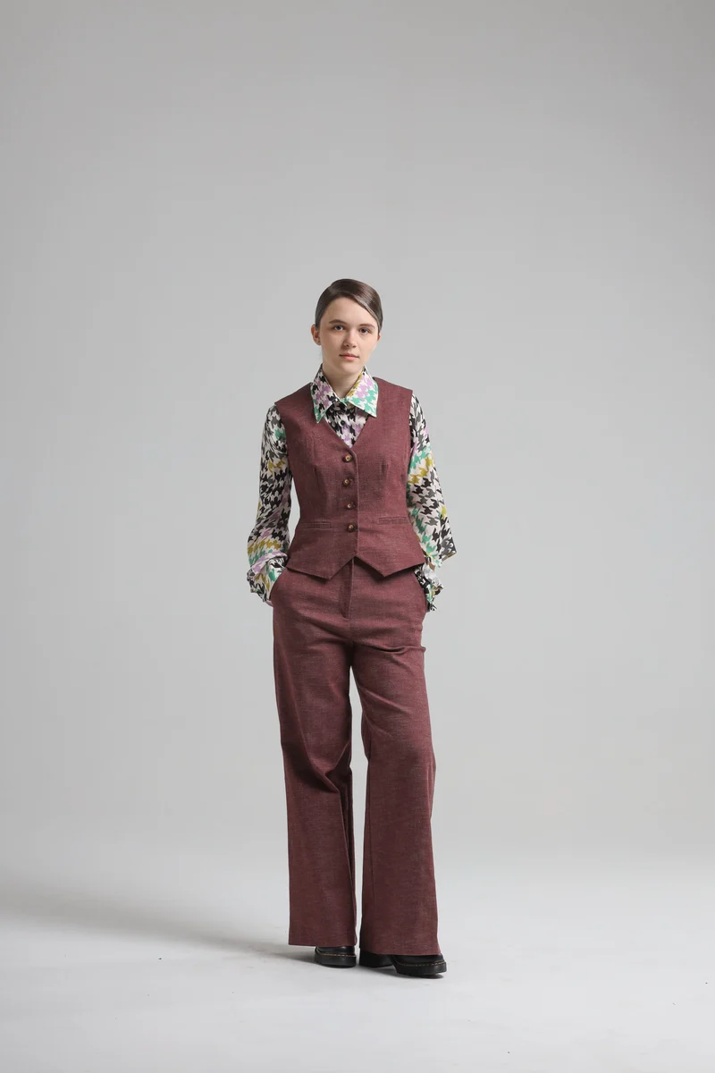 Burgundy Pants in Denim