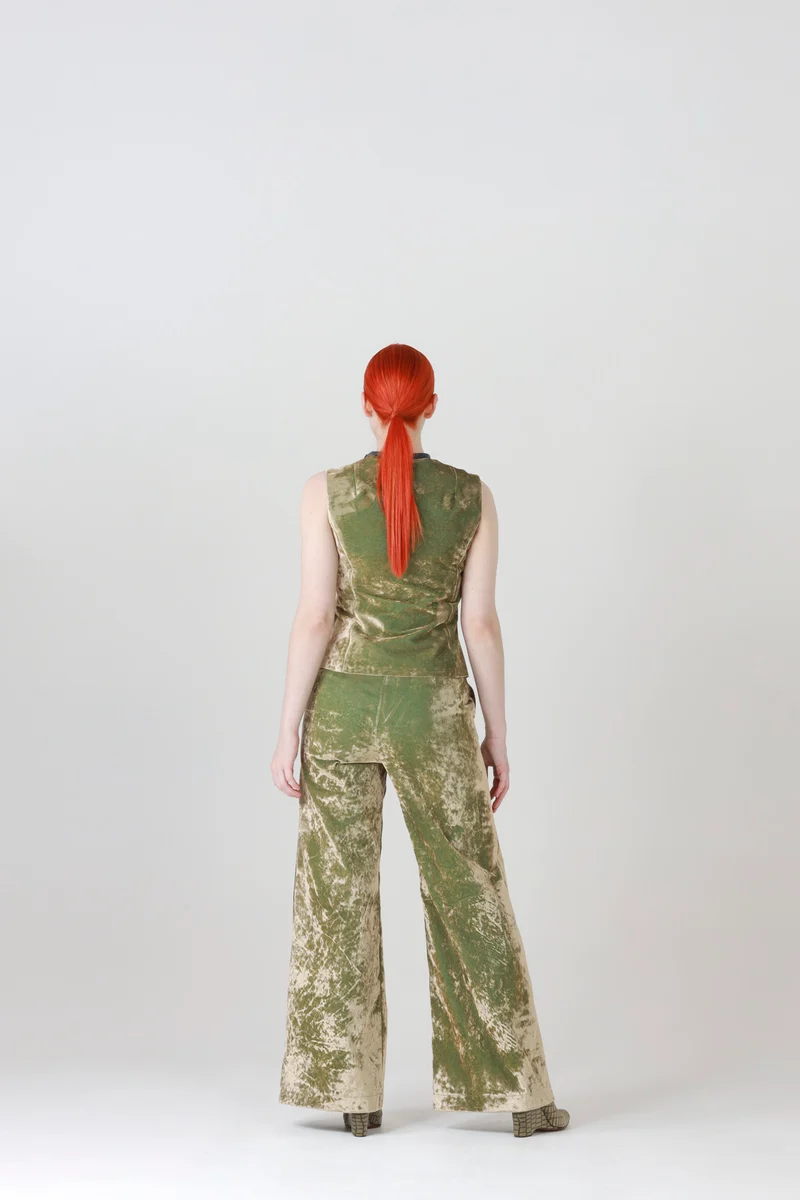 Velvet Vest in Iridescent Green
