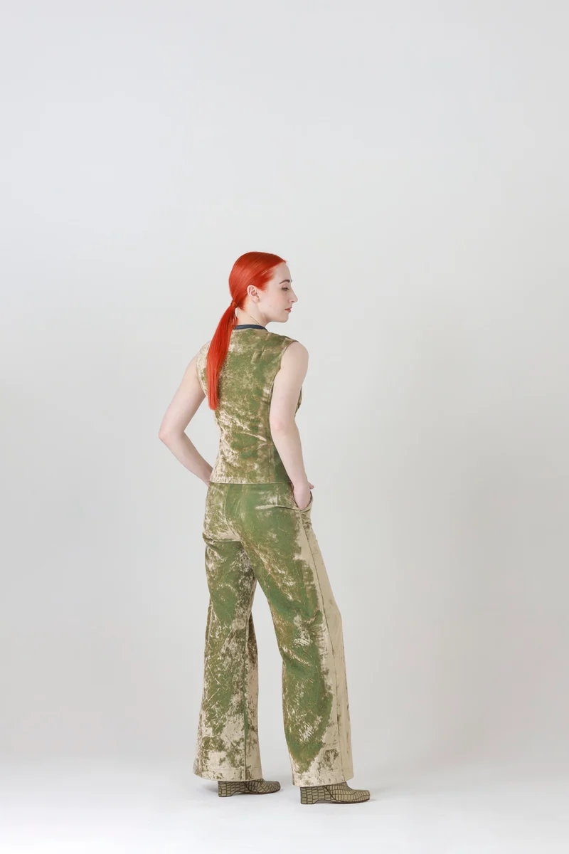 Velvet Vest in Iridescent Green