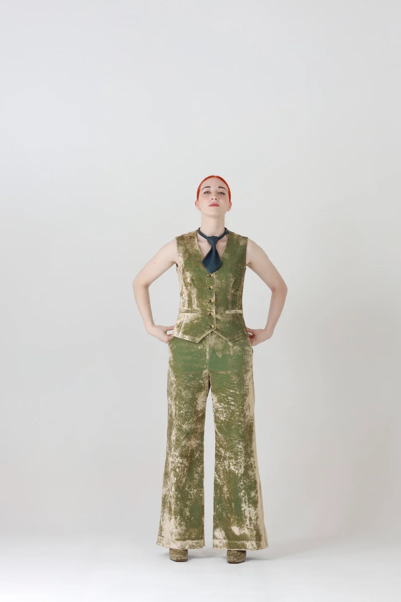 Velvet Vest in Iridescent Green