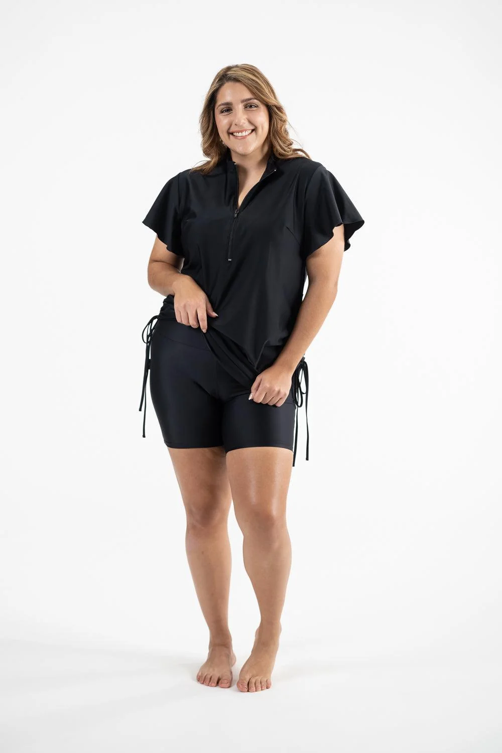Zip Front Ruffle Rashie Dress